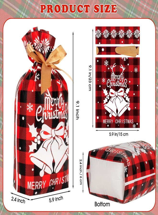 PADELO 30 Pcs Christmas Treat Bags - Merry Christma Drawstring Gift Bags, Plastic Red Green Plaid Christmass Goodie Candy Goody Snack Bags Bulk for Cookie Gifts Xmas Holiday Christmas Party Favors Supplies - Image 3